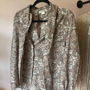 Alfred Dunner Paisley Blazer in Cream and Brown